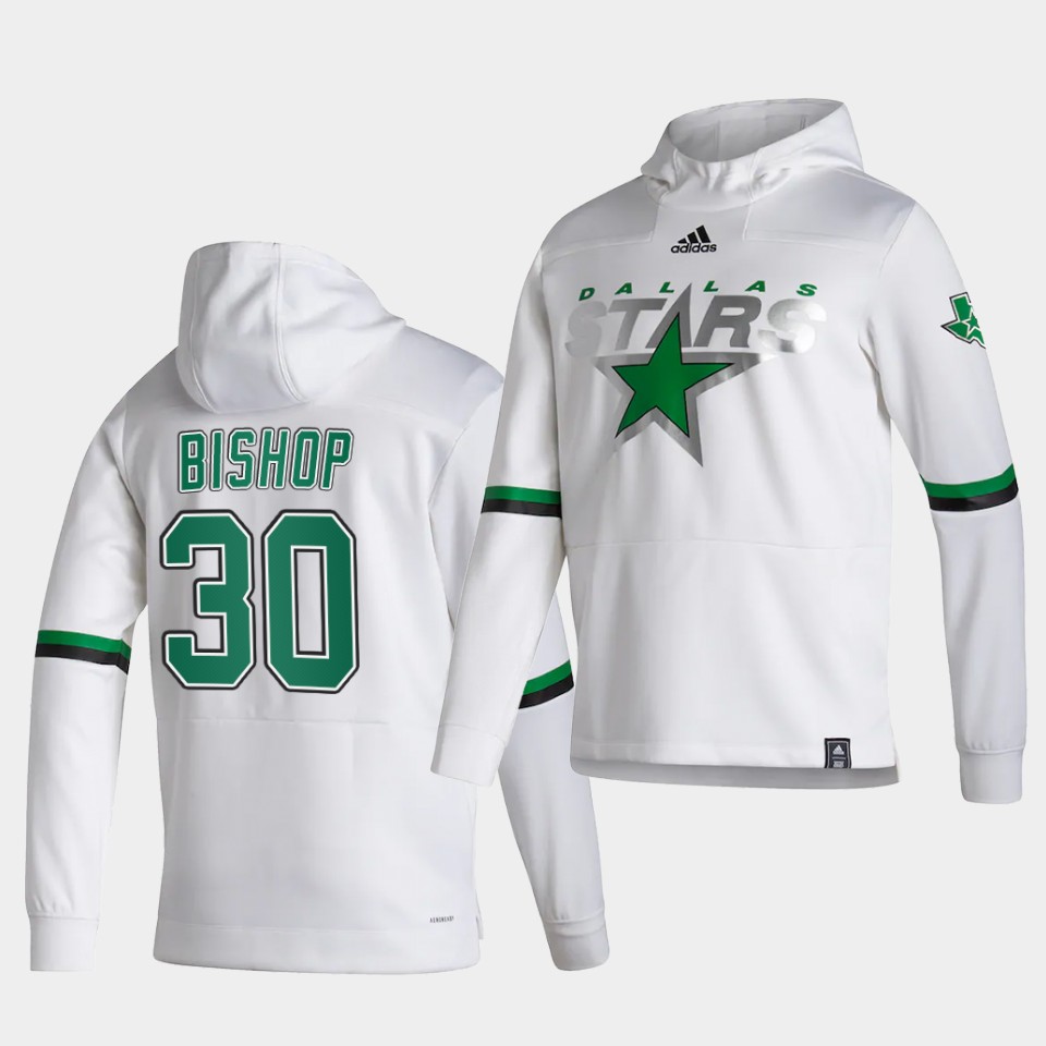 Men Dallas Stars #30 Bishop White NHL 2021 Adidas Pullover Hoodie Jersey->philadelphia flyers->NHL Jersey
